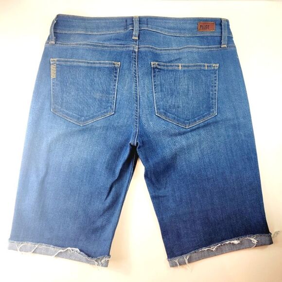 paige scheyla raw hem bermuda denim shorts 28 - Picture 2 of 7